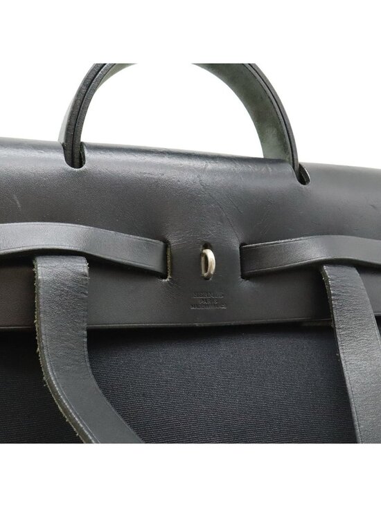 Hermes Herbag a Dos PM Backpack 2-Way Handbag Toile Officier Leather Black main image 5